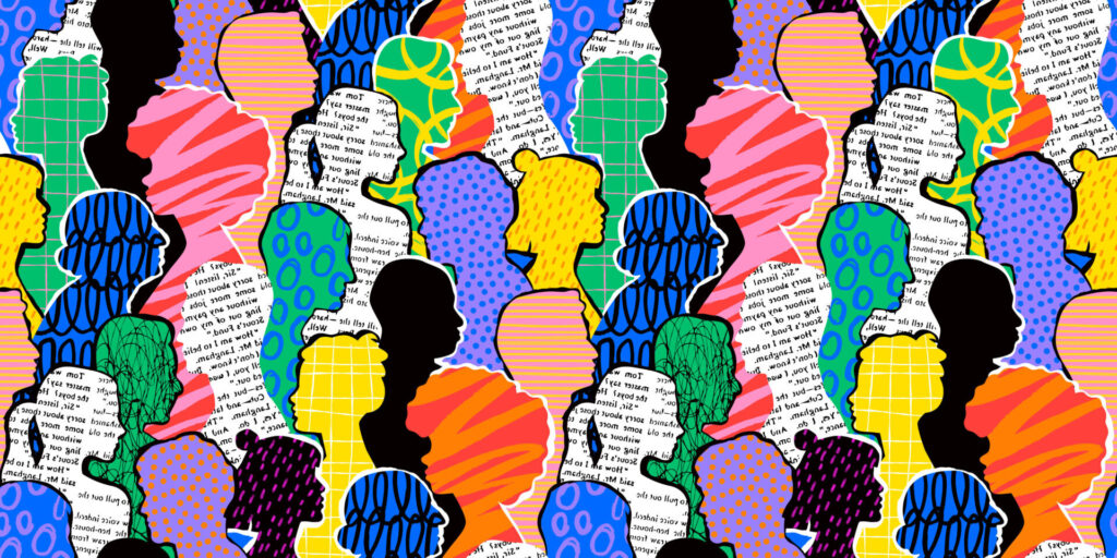Colorful diverse people crowd abstract art seamless pattern. Multi-ethnic community, big cultural diversity group background illustrates Tackling health inequalities: How PCNs are working with inclusion health groups
