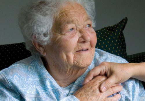 Older woman in care home setting