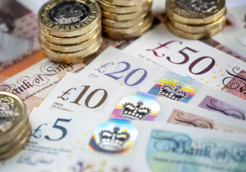 Close-up of British bank notes